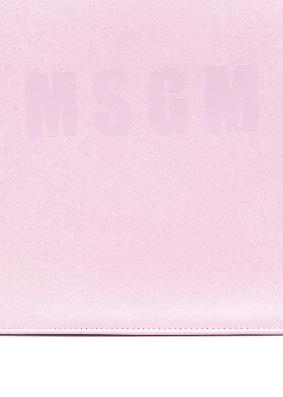 MSGM Kids Borsa Tote Rosa con Stampa per Bambine (dettaglio)