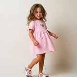 Moschino Kids Abito Rosa Con Logo Teddy Bear per Neonate