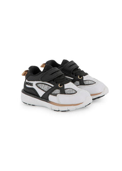 Boss Kids Sneakers Bianco/Nero con Stappo per Neonati