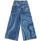 Emilio Pucci Kids Pantalone in Denim Blu Fantasia per Bambine