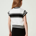 Twinset Kids Gonna Nera in Maglia con Logo Jacquard per Bambine (retro)