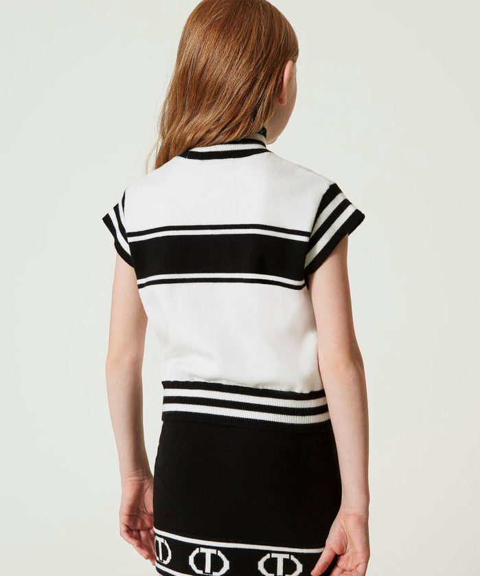 Twinset Kids Gonna Nera in Maglia con Logo Jacquard per Bambine (retro)