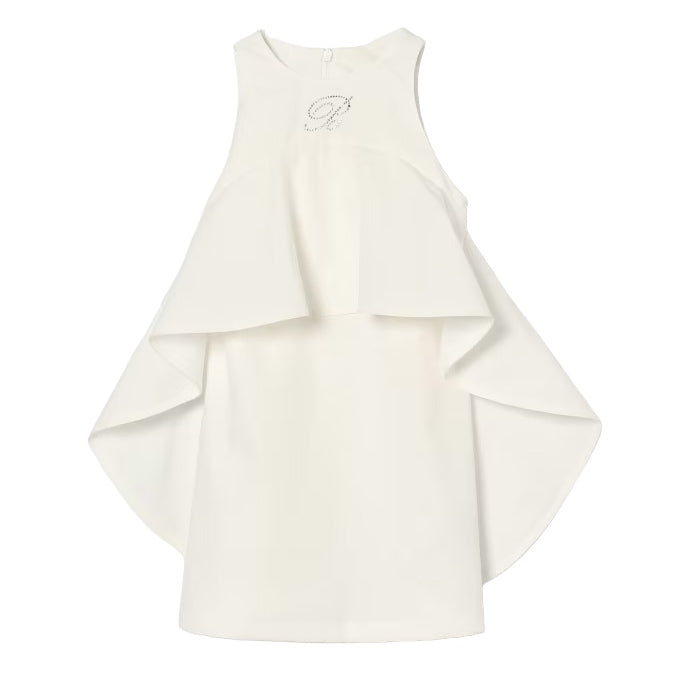 Blumarine Kids Abito Bianco con Strass per Bambine