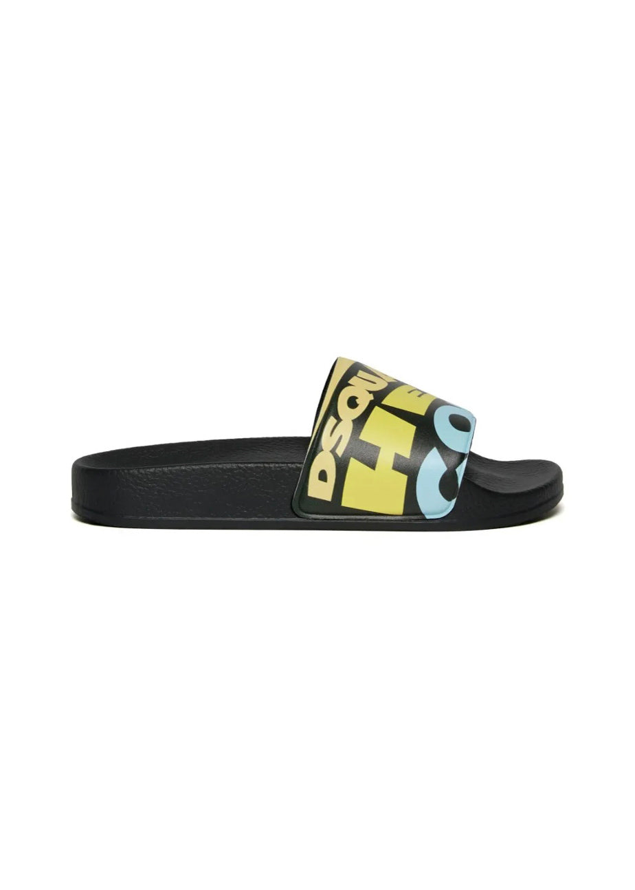 Dsquared2 Kids Ciabatta Nera/Multicolor per Bambini