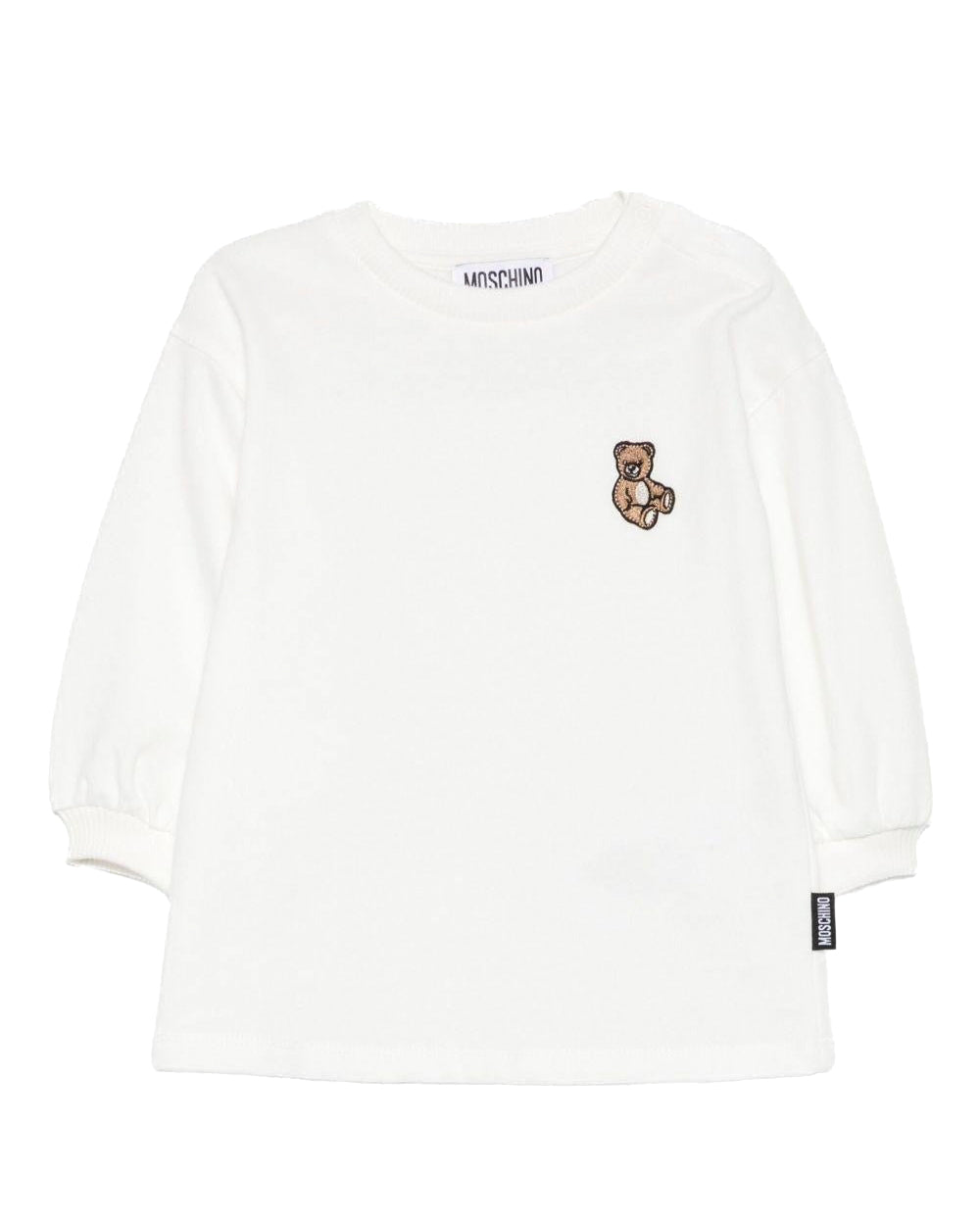 Moschino Kids Abito in Felpa Panna con Patch per Neonate