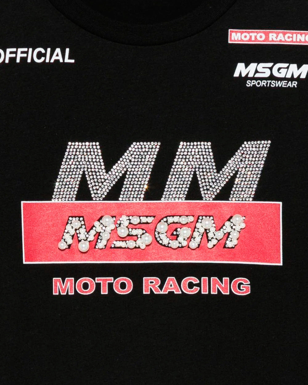 MSGM Kids T-shirt Nera con Logo Race per Bambine