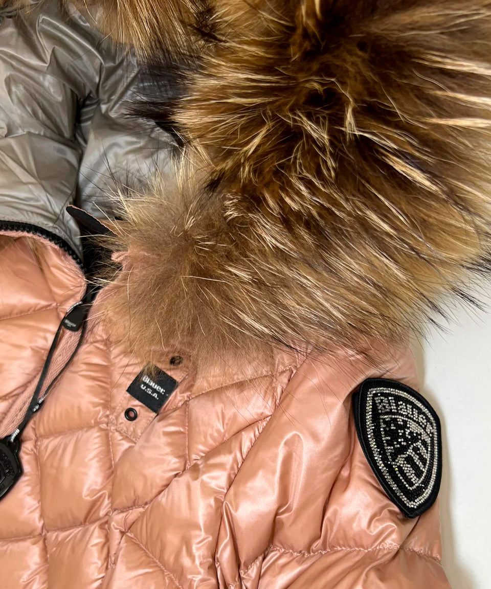 Blauer Kids Giubbino Rosa Blauer Lotus Junior Cappuccio con Pelliccia per Bambine