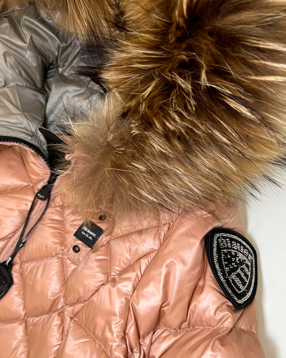 Blauer Kids Giubbino Rosa Blauer Lotus Junior Cappuccio con Pelliccia per Bambine