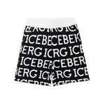 Iceberg Kids Bermuda in Felpa con Logo Monogram Nero per Neonati