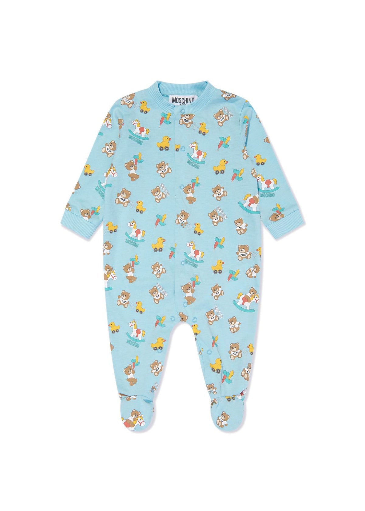 Moschino Kids Tutina Cielo con Stampa Grafica Teddy Bear All-over