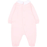 Moschino Kids Tutina Rosa in Cotone con Colletto e Stampa Teddy Bear e Logo per Neonate