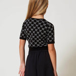 Twinset Kids Shorts Neri in Crepe per Bambine