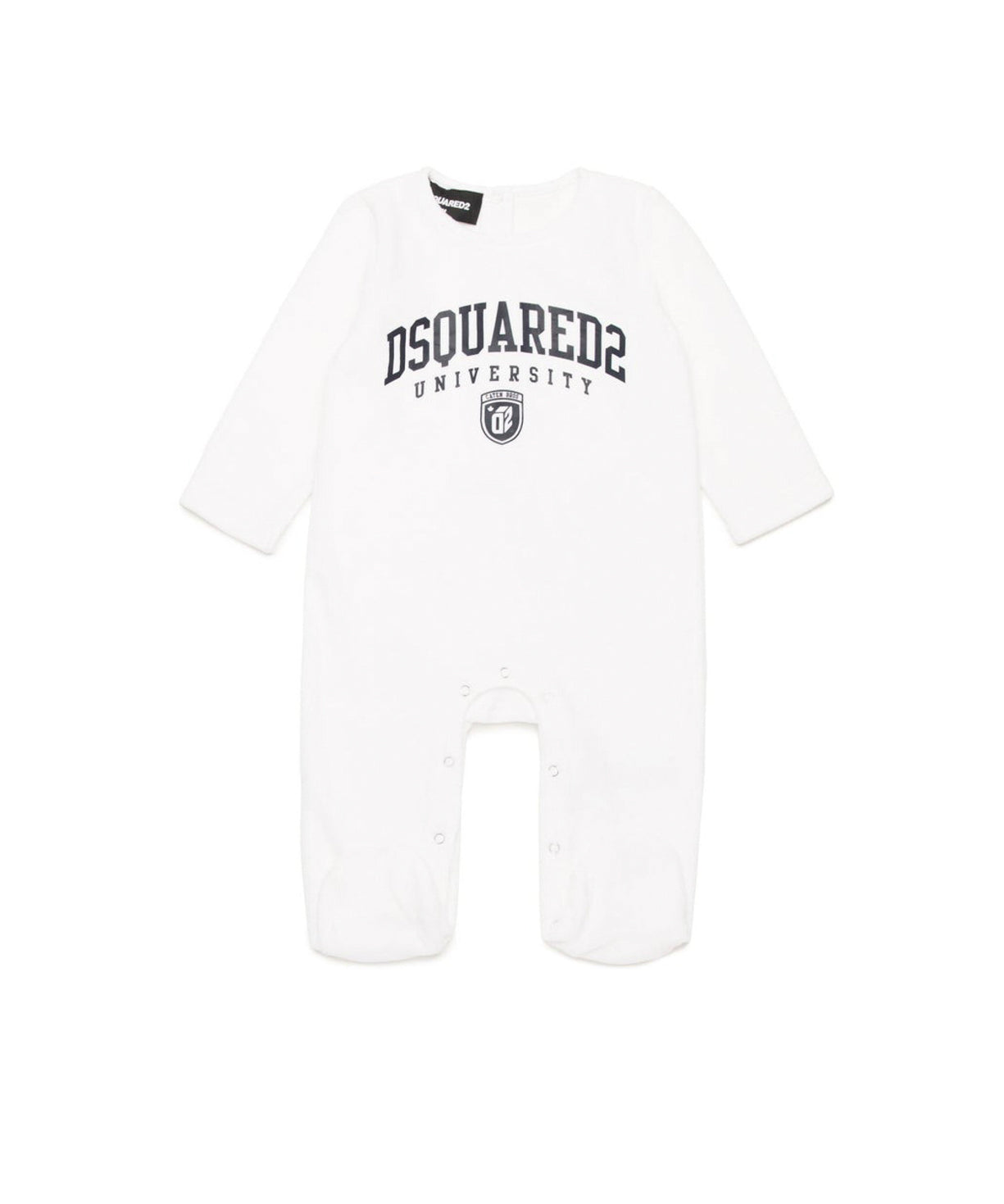 Dsquared2 Kids Tutina Bianca in Ciniglia con Stampa Logo
