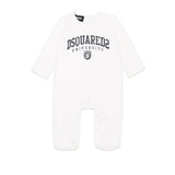 Dsquared2 Kids Tutina Bianca in Ciniglia con Stampa Logo
