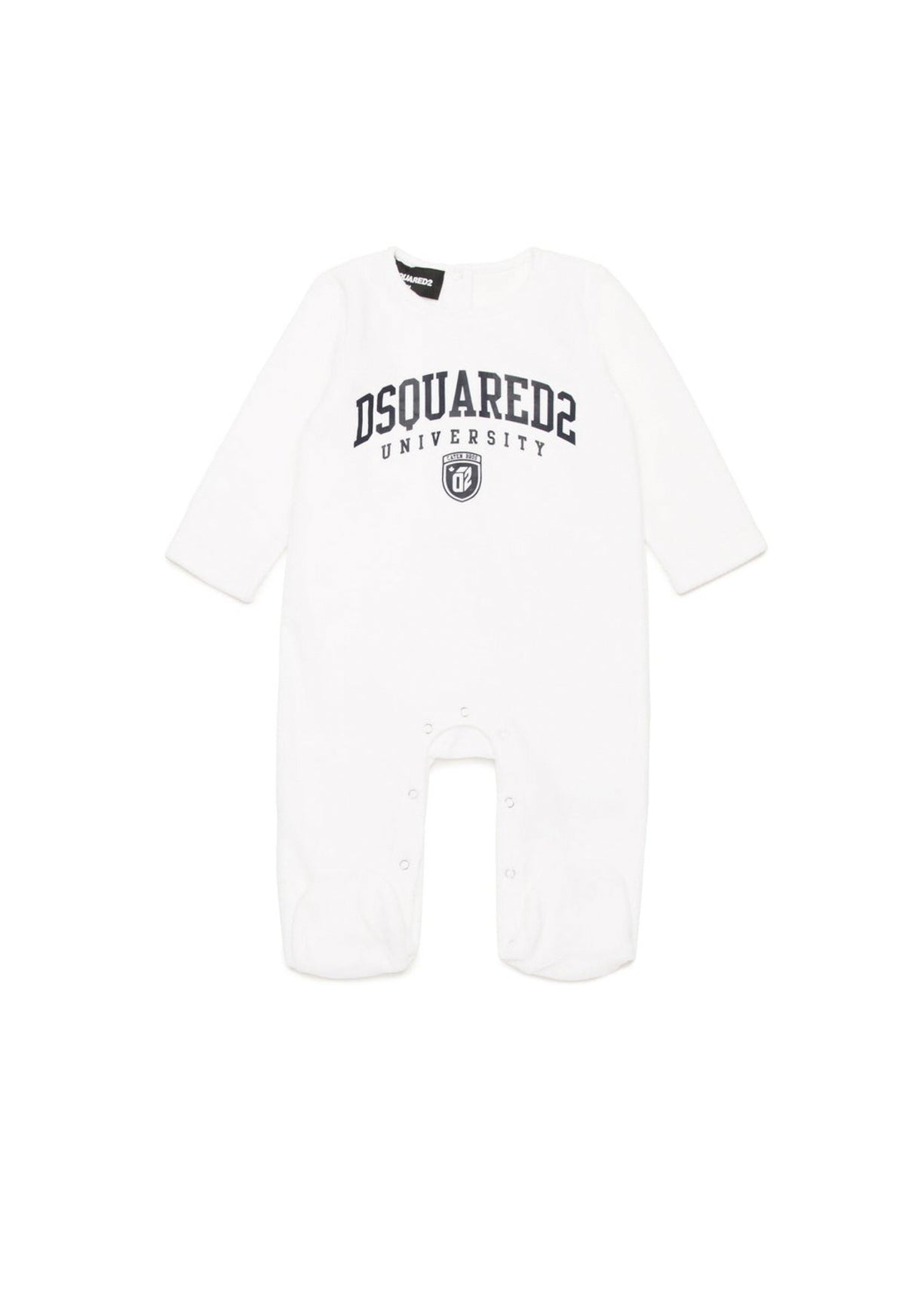 Dsquared2 Kids Tutina Bianca in Ciniglia con Stampa Logo