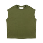 Yes London Kids Canotta Verde Oliva Monocolore con Scritta Logo sul Retro per Bambini