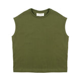 Yes London Kids Canotta Verde Oliva Monocolore con Scritta Logo sul Retro per Bambini