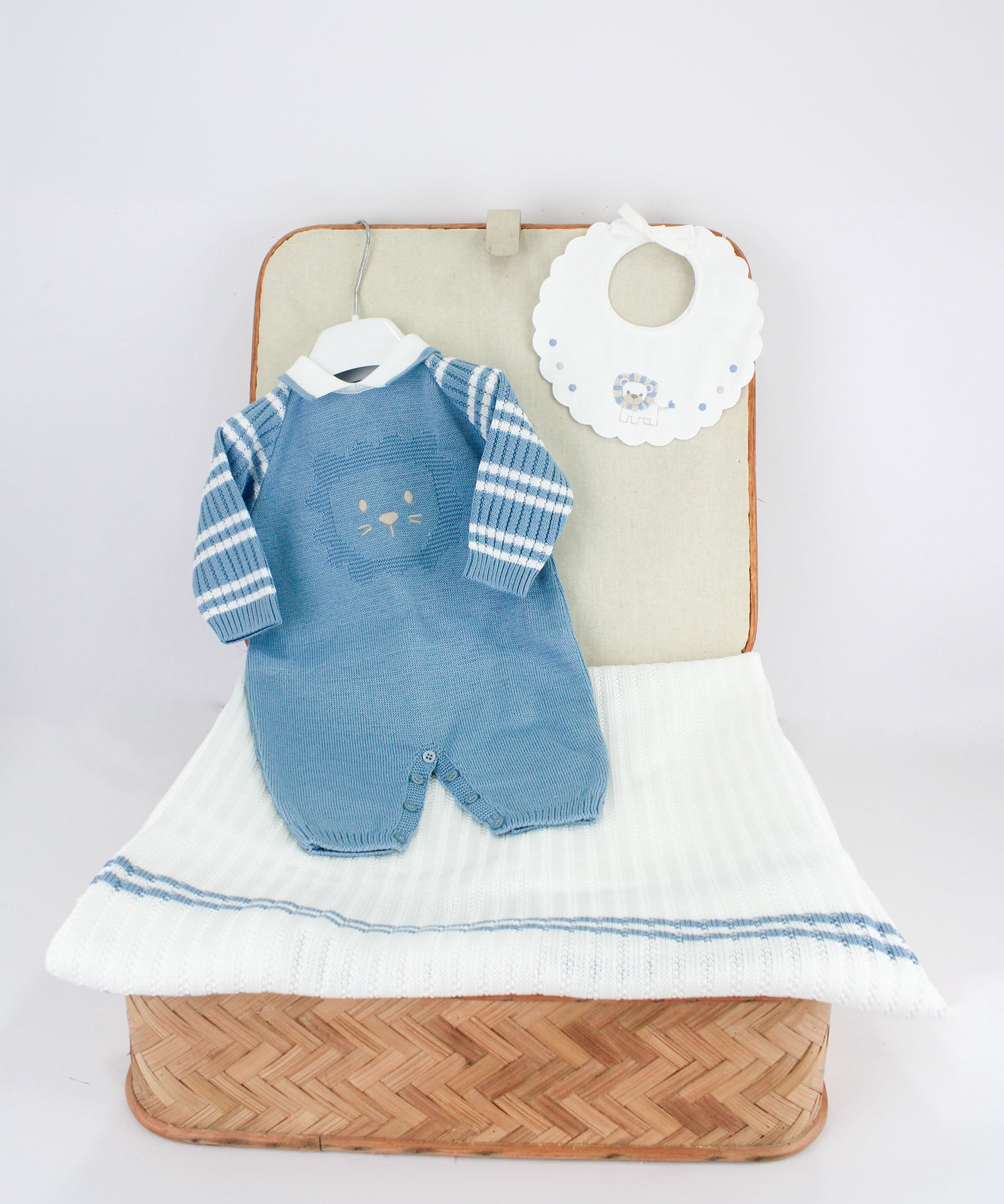 Marlu Corredino Bianco/Azzurro con Tutina per Neonati