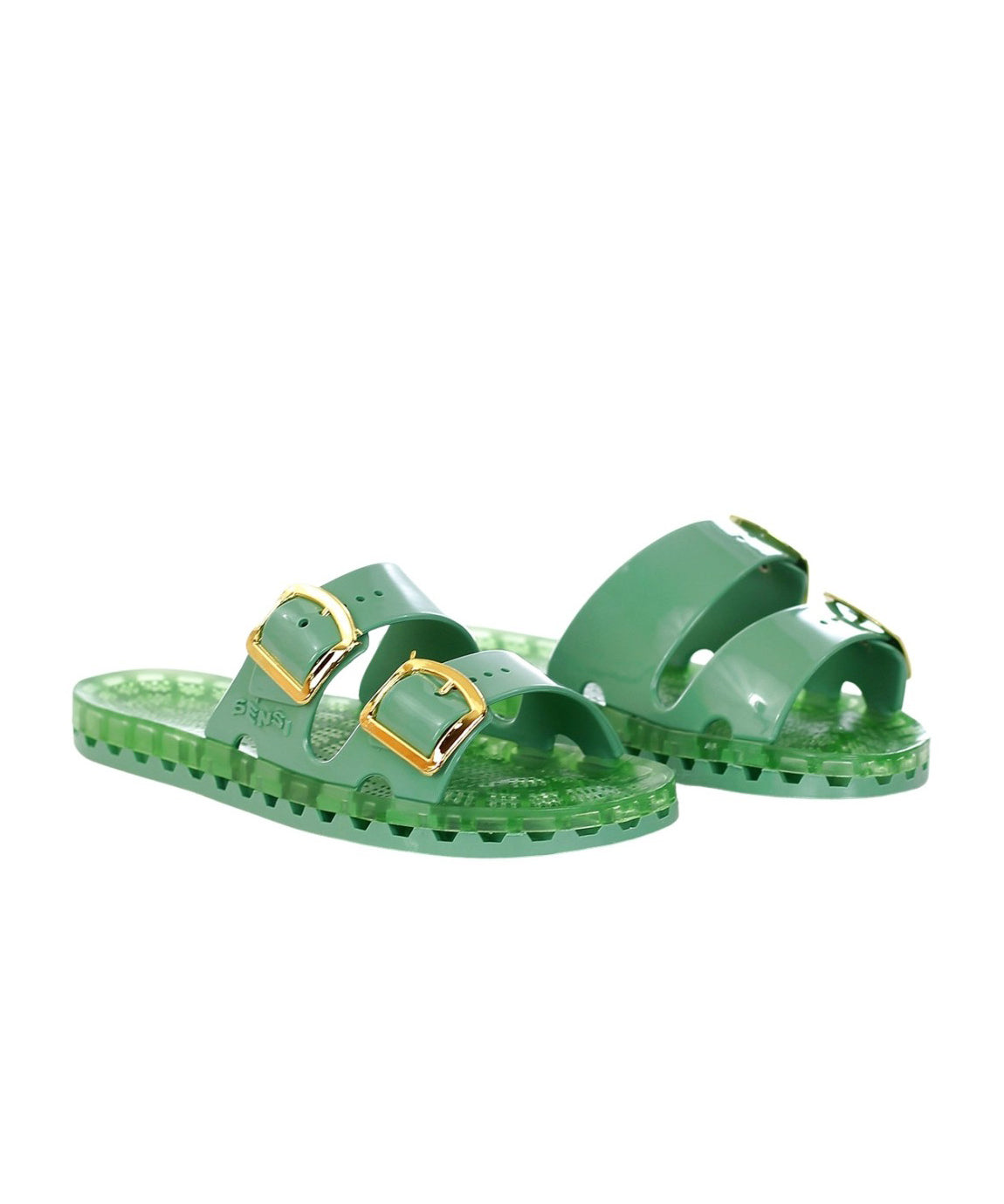 Sensi Kids Sandalo Verde con Fibbia oro per Bambini