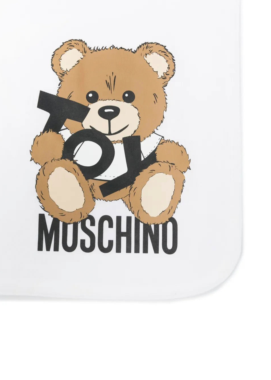 Moschino Kids Coperta Bianca con Stampa Toy per Neonati