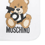 Moschino Kids Coperta Bianca con Stampa Toy per Neonati
