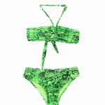 4GIVENESS Costume Bikini a Fascia Fantasia Rainbow Boa Verde per Bambine (fronte)