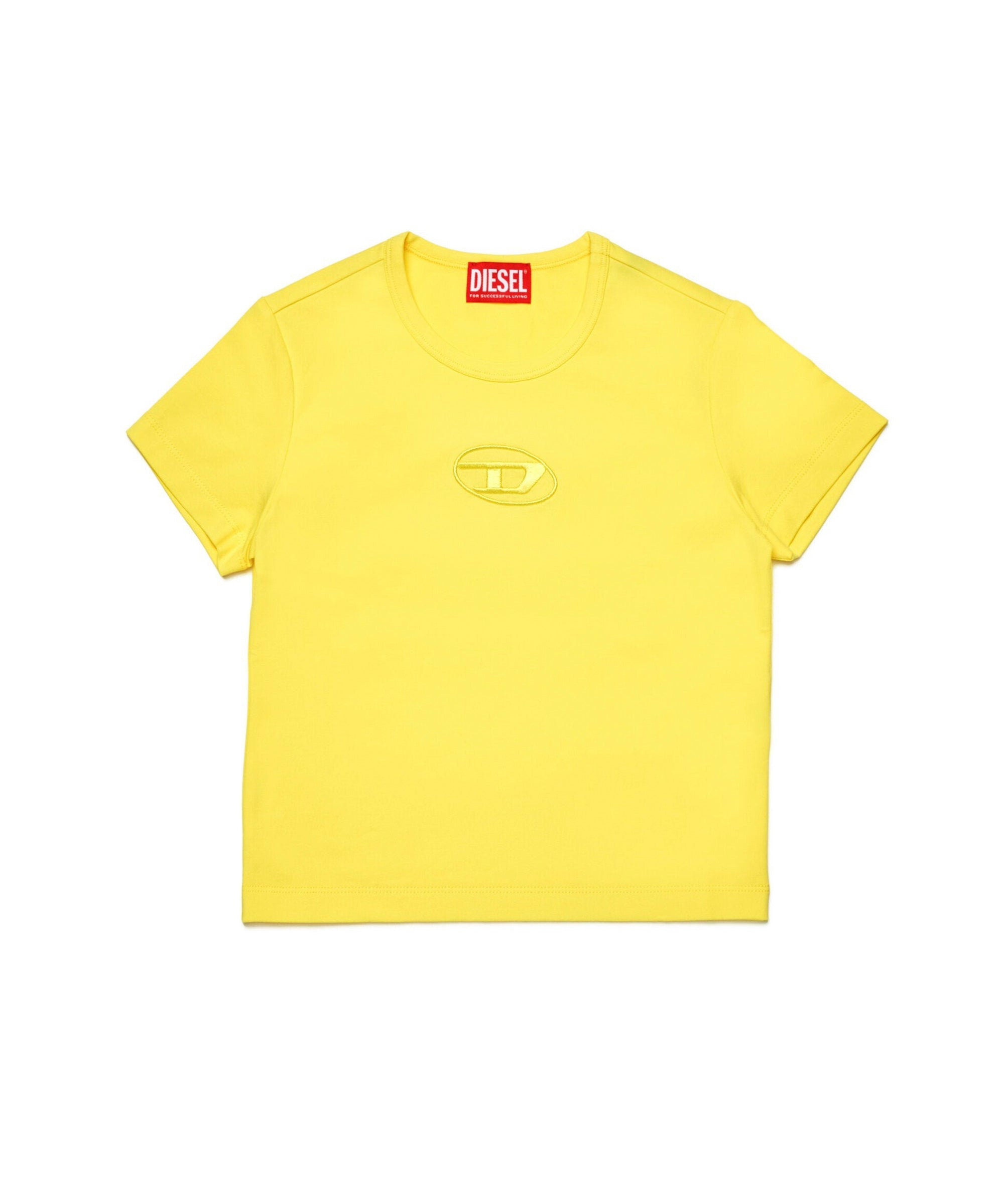 Diesel Kids T-shirt Gialla con Ricamo Oval D per Bambine