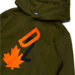 Dsquared2 Kids Felpa Verde con Cappuccio con Stampa Leaf per Bambini (dettaglio)