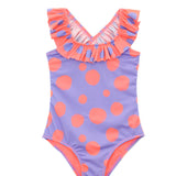 EffeK Girls' Purple/Peach Polka Dot Monokini Swimsuit