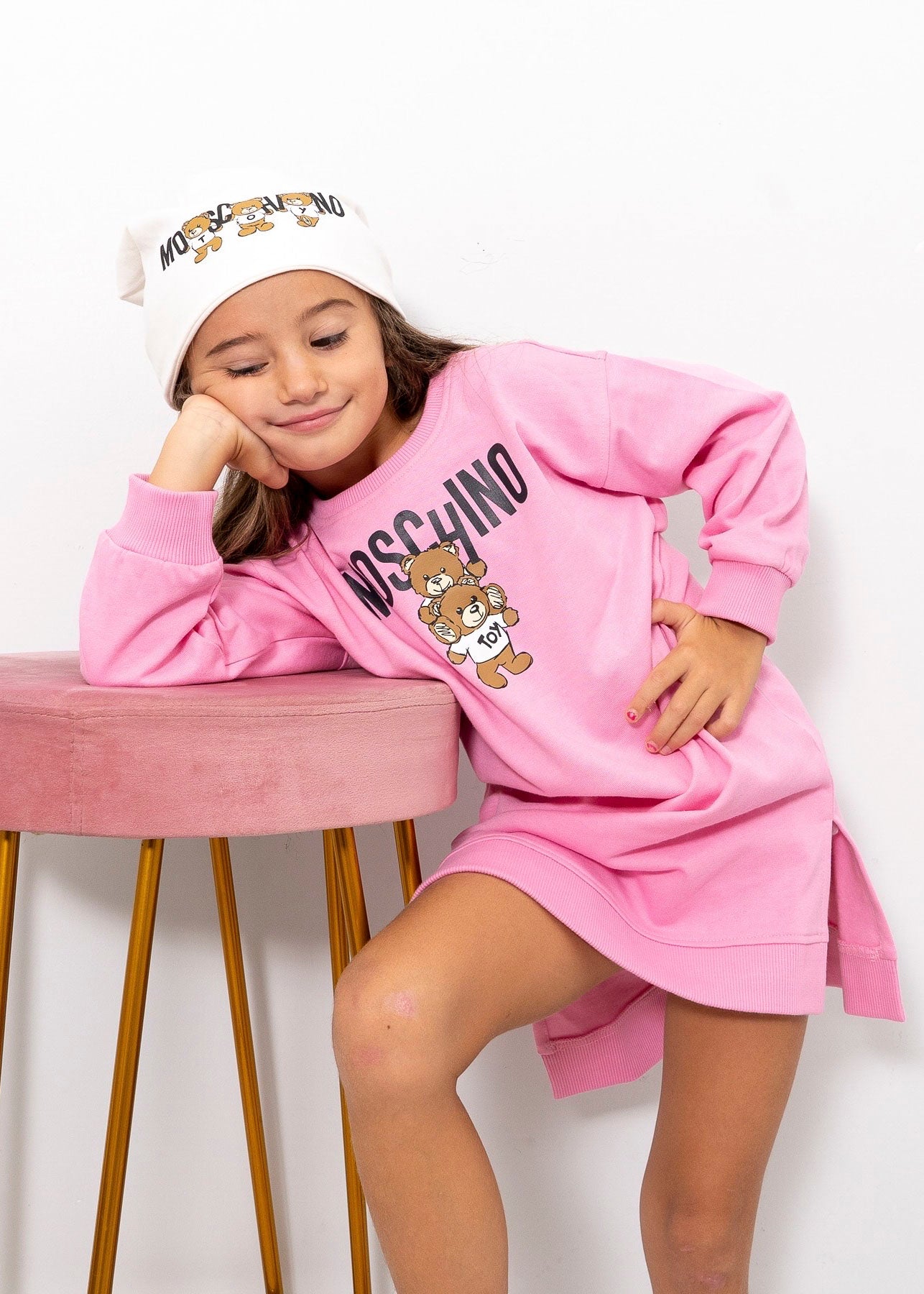 Moschino Kids Cappello Panna con Teddy Bear