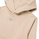 Diesel Kids Felpa Beige con Cappuccio con Logo Oval D per Bambini (dettaglio)