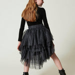 Twinset Kids Gonna Nera con Balze in Tulle per Bambine (retro)