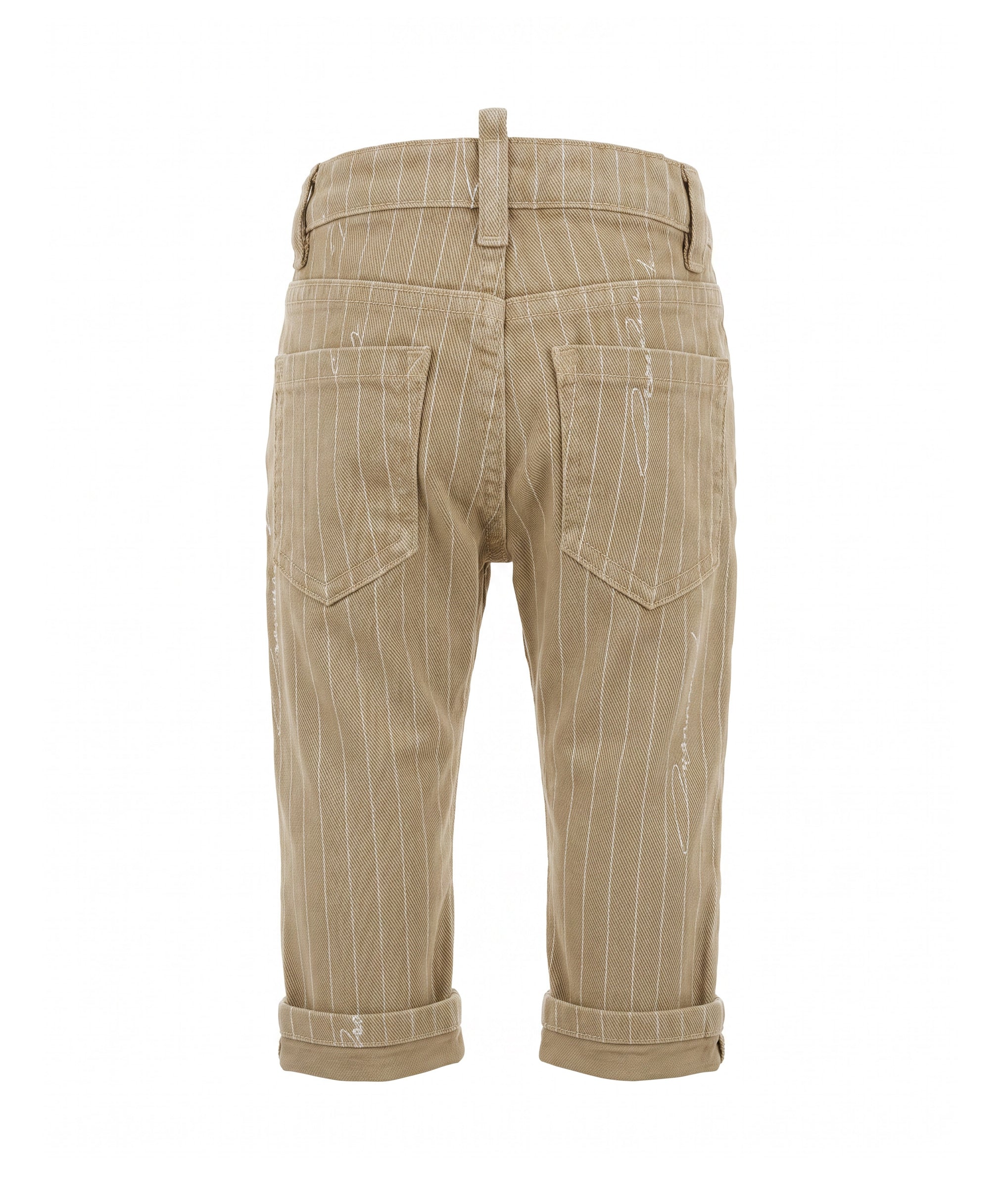 Dsquared2 Kids Pantalone Beige a Righe per Neonati