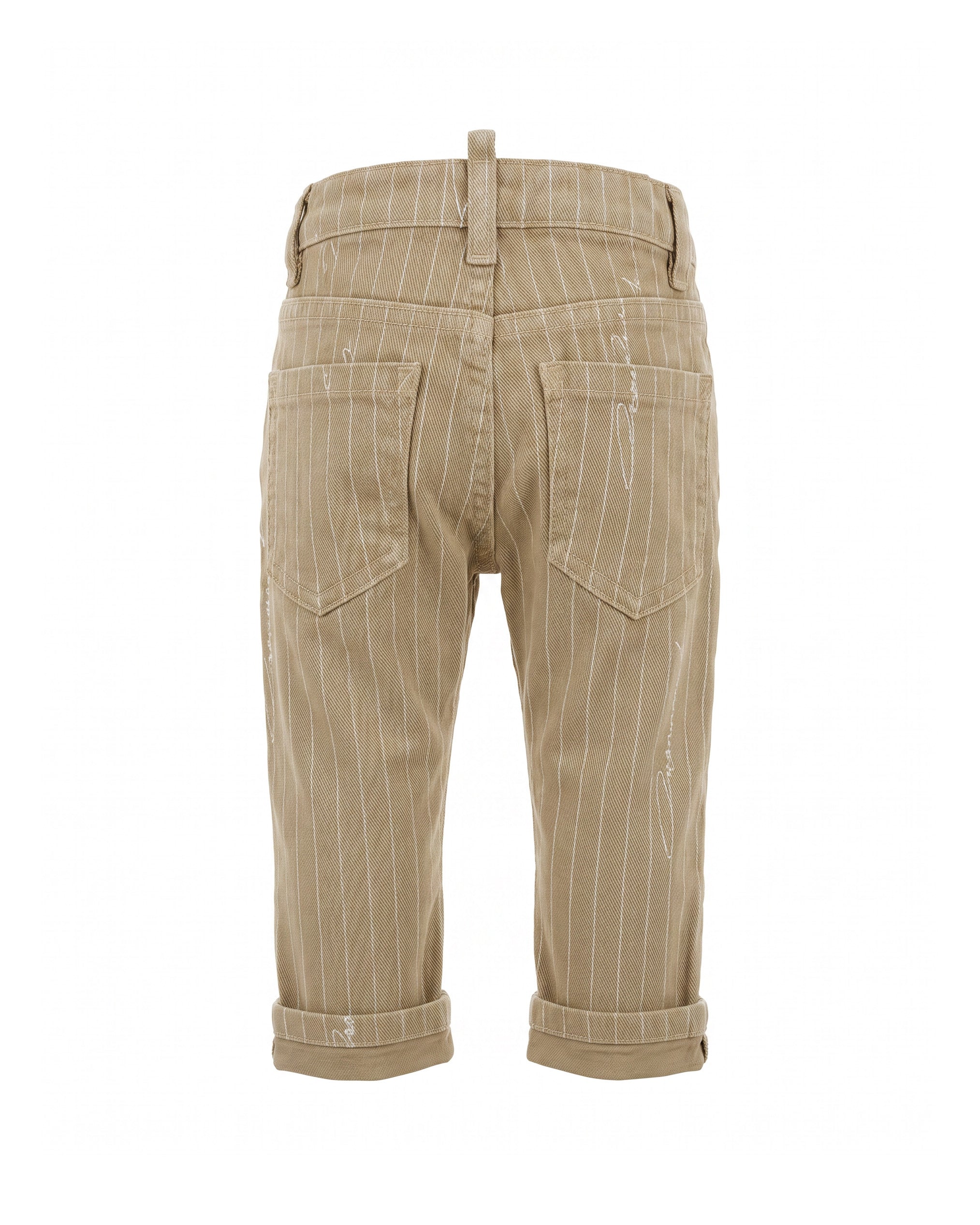 Dsquared2 Kids Pantalone Beige a Righe per Neonati