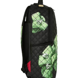Sprayground Kids QUILTED SHARK DIPINTO A MANO Zaino Nero Trapuntato con Stampa Banconote e Diamanti