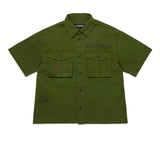 Dsquared2 Kids Camicia Verde Militare per Bambini (fronte)