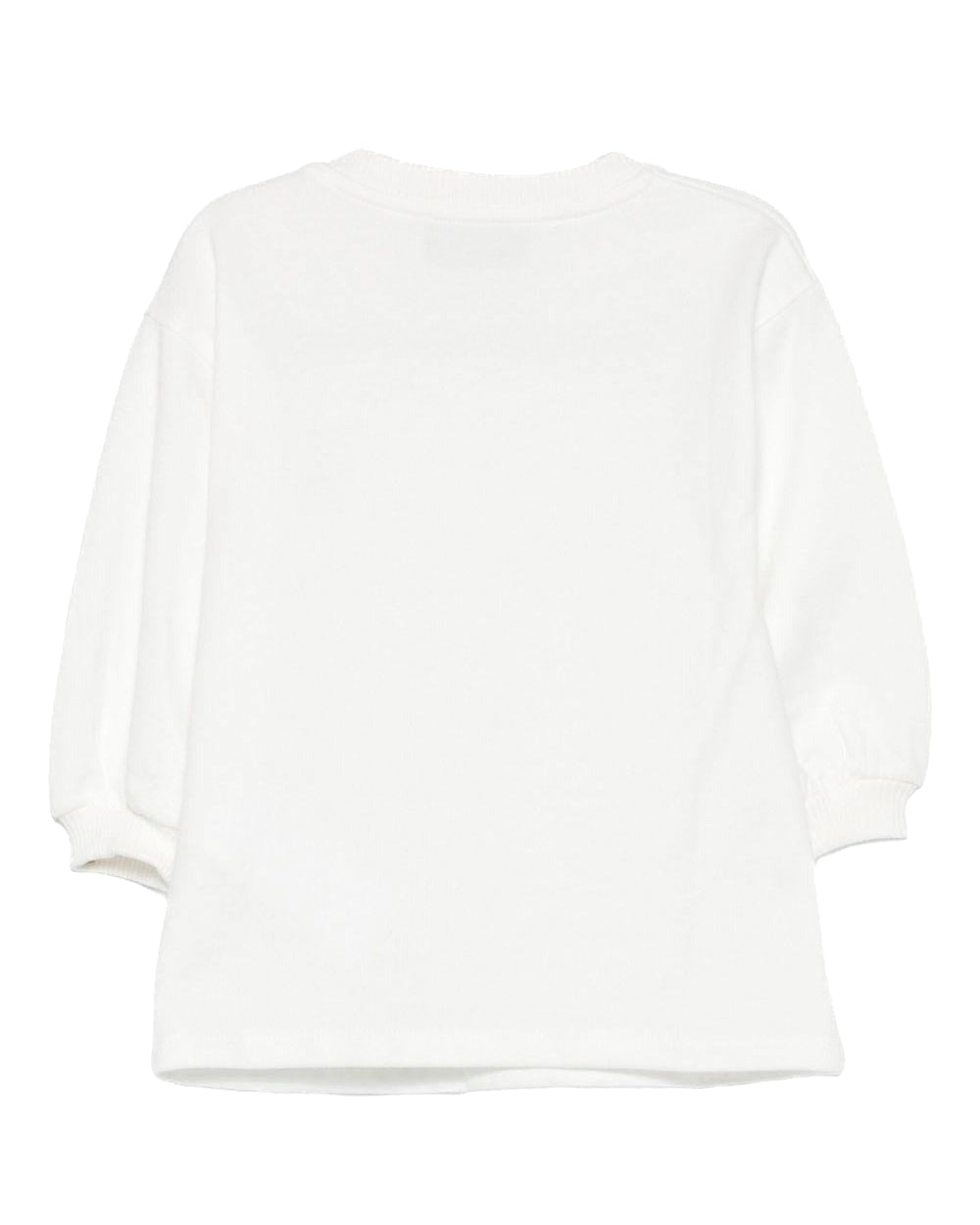 Moschino Kids Abito in Felpa Panna con Patch per Neonate