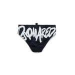 Dsquared2 Kids Costume Slip Nero con Stampa per Neonati