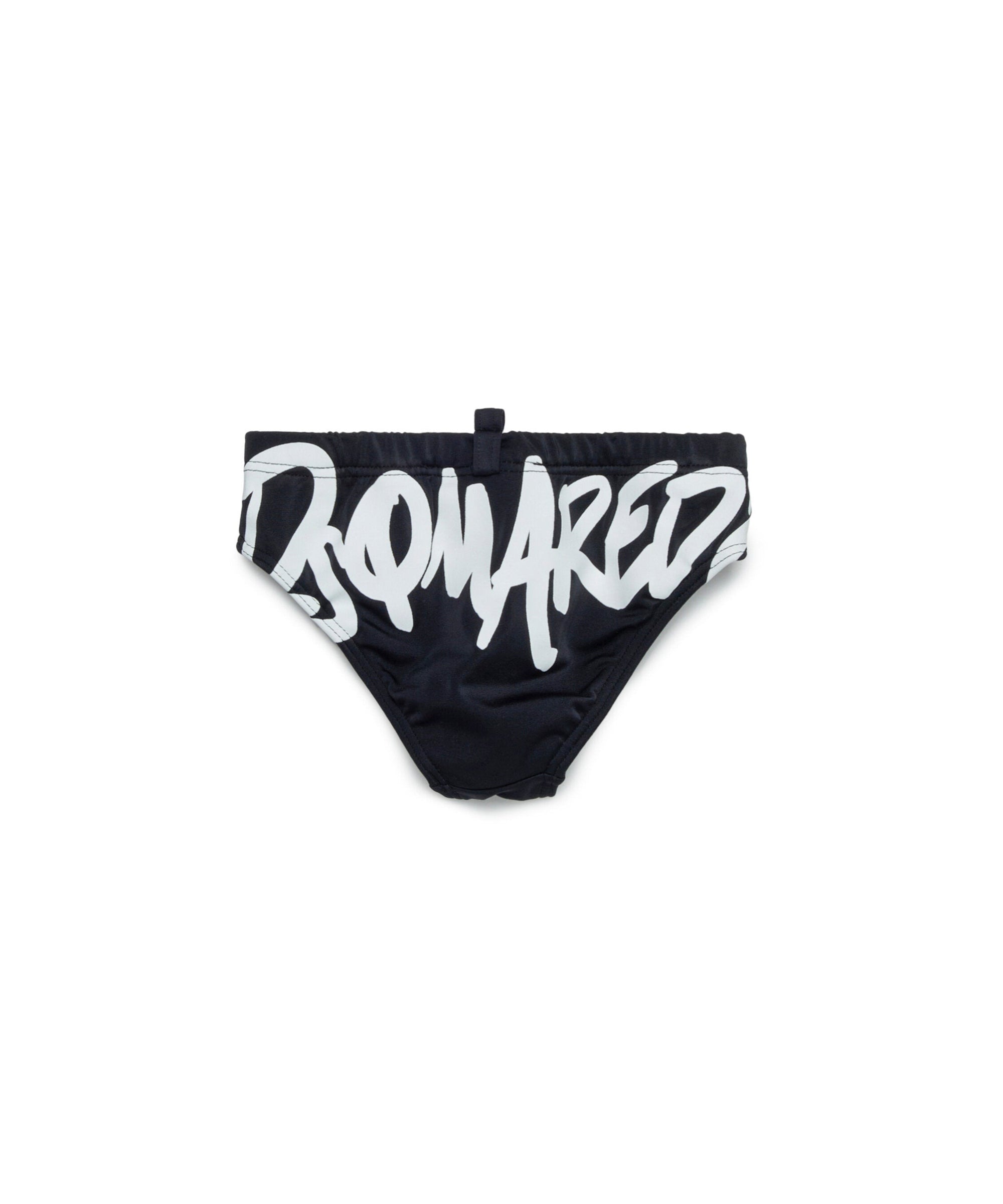 Dsquared2 Kids Costume Slip Nero con Stampa per Neonati