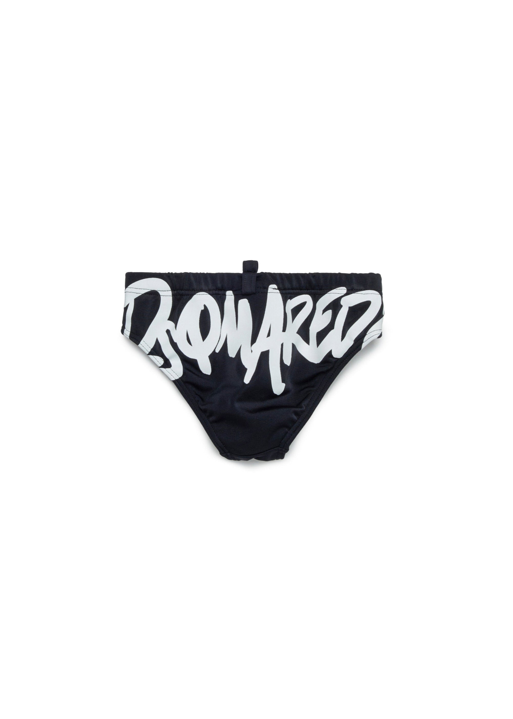 Dsquared2 Kids Costume Slip Nero con Stampa per Neonati
