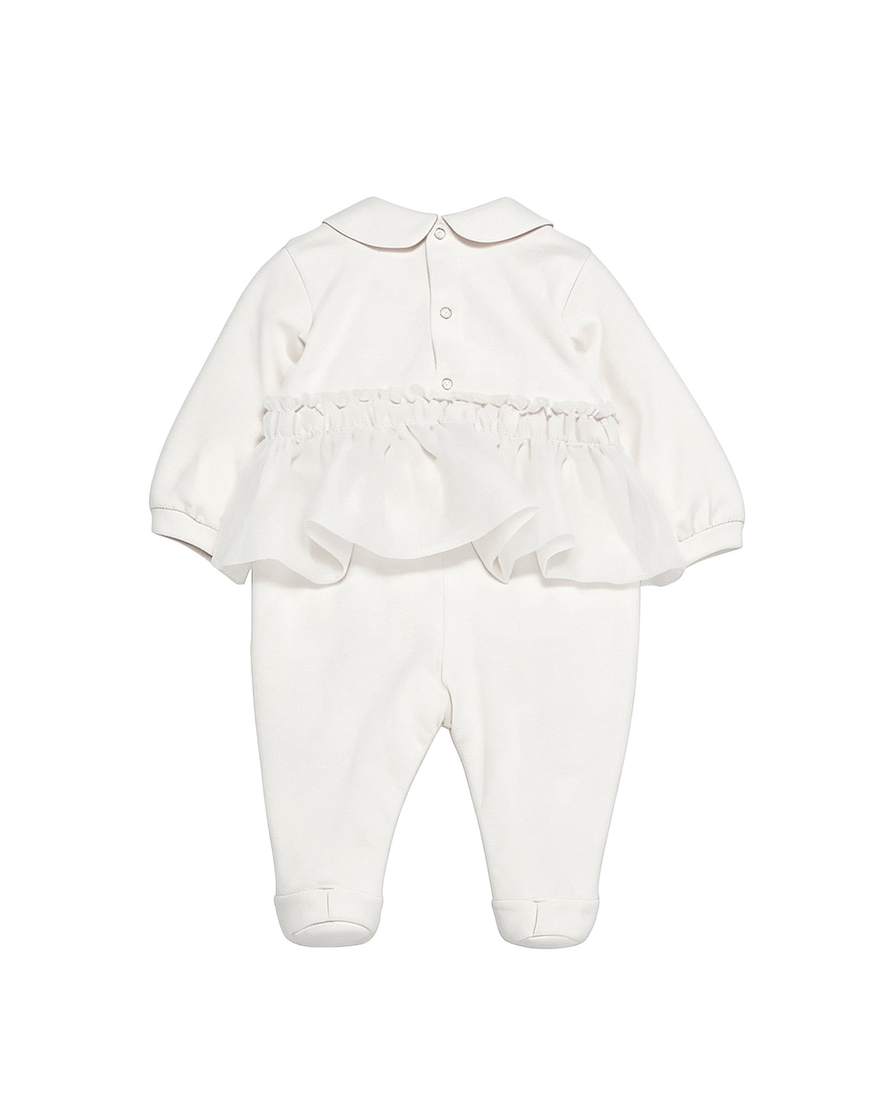 Elisabetta Franchi La Mia Bambina Tutina Avorio con Ruches per Neonate