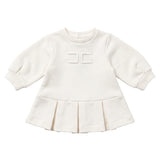 Elisabetta Franchi La Mia Bambina Abito in Felpa Avorio con Ricamo Logo per Neonate