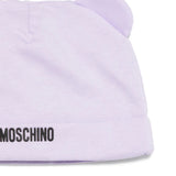 Moschino Kids Pagliaccetto+Cappello Lilla con Logo Teddy Bear per Neonate