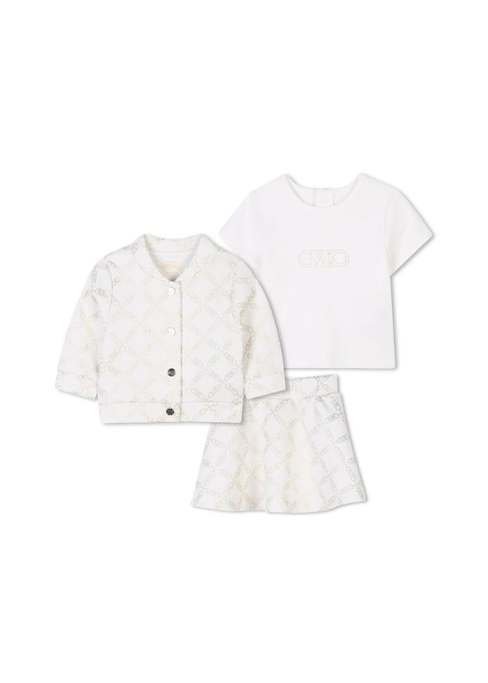 Michael Kors Kids Completo Ecrù/Dorato per Neonate (fronte)