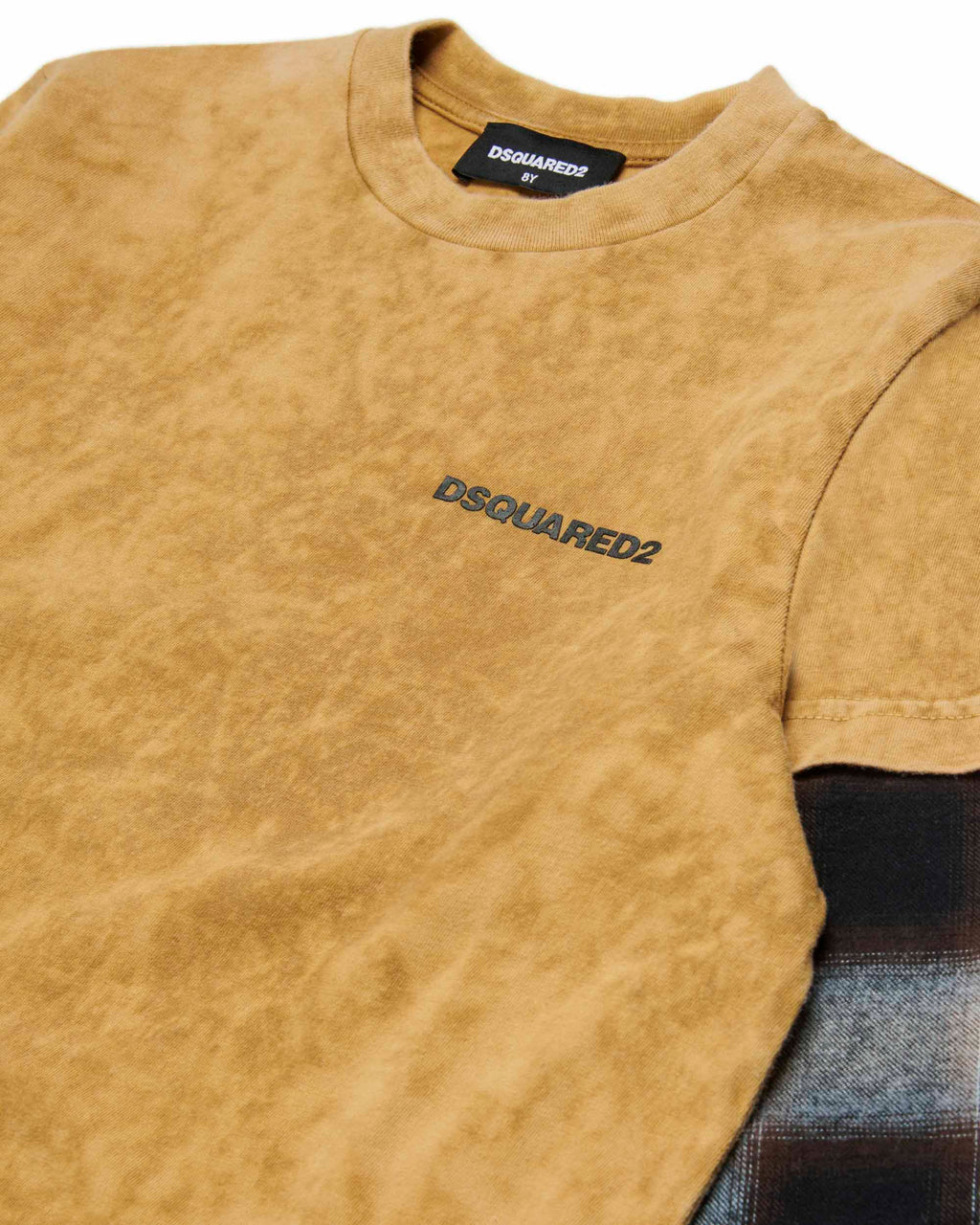 Dsquared2 Kids T-shirt Marrone con Maniche a Quadri per Bambini