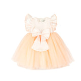 Marlù Abito da Cerimonia Albicocca con Applicazione Fiocco per Neonate