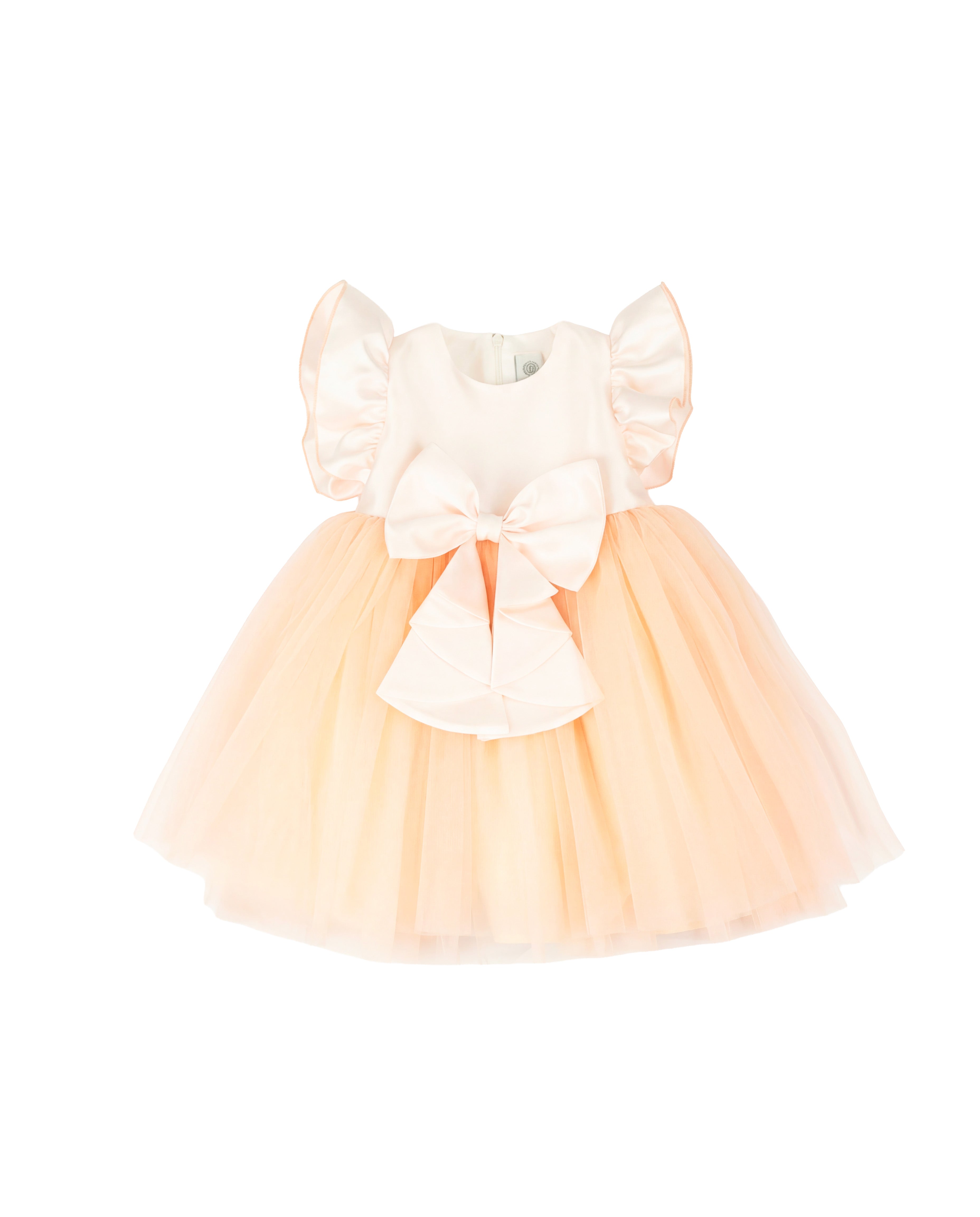 Marlù Abito da Cerimonia Albicocca con Applicazione Fiocco per Neonate