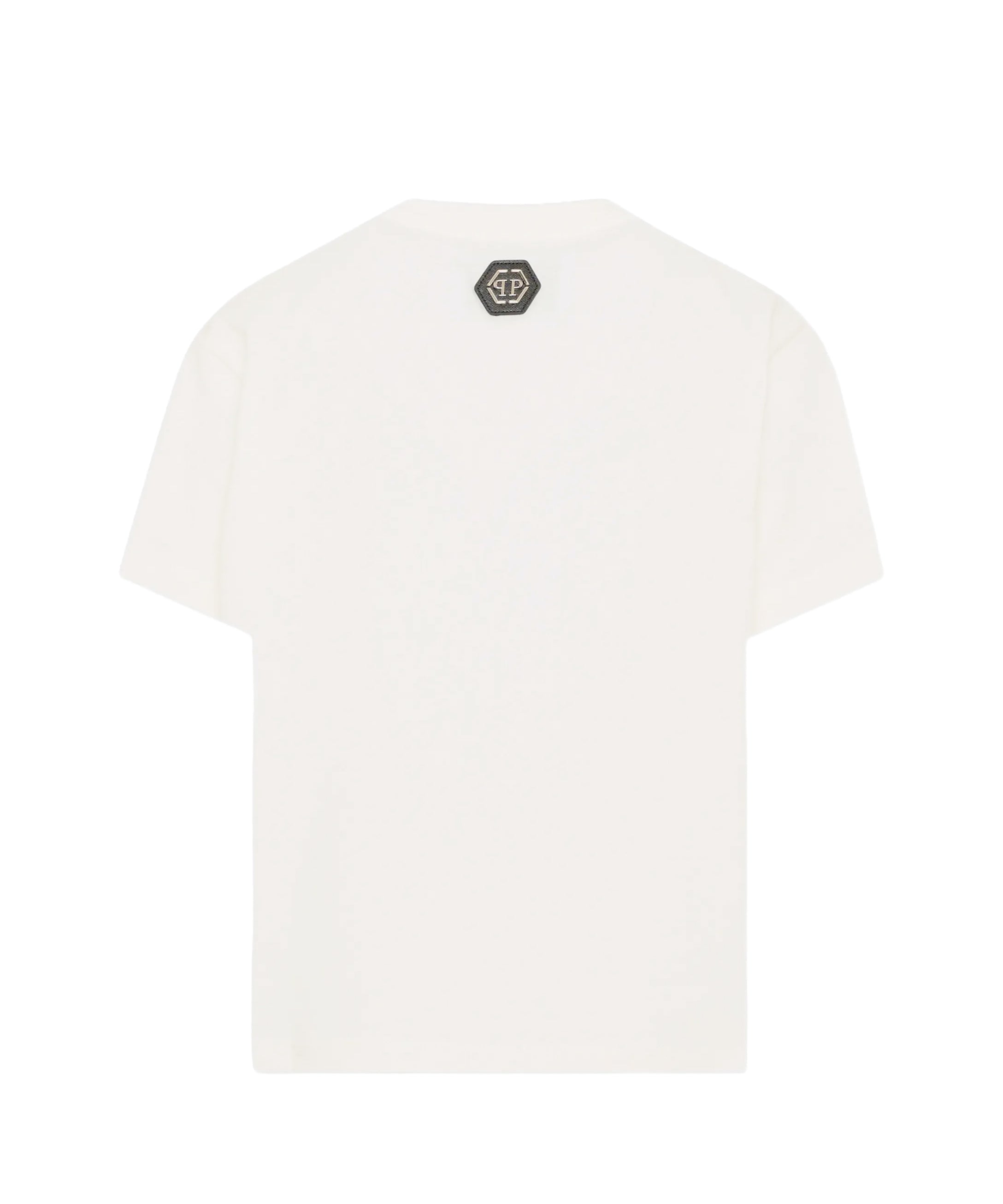 Philipp Plein Junior Kids T-shirt Bianca in Cotone con Stampa Teddy Bear Strass e Logo per Bambine
