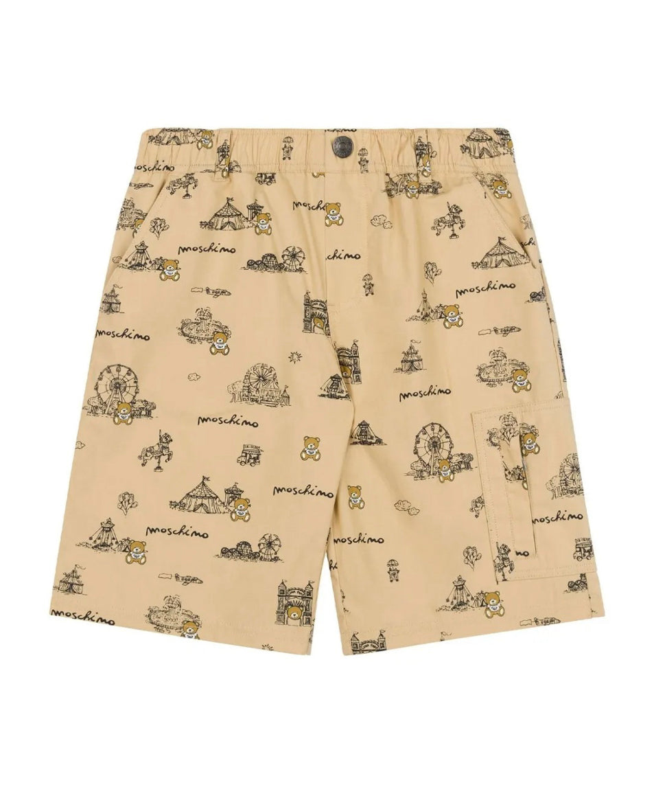 Moschino Kids Bermuda Beige con Stampa per Bambini