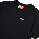 Diesel Kids T-shirt Nera con Dettaglio Logo Metallico Unisex per Bambini